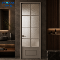 Puerta de Baño de Lujo con Vidrio Acanalado y Marco de Aluminio para Interiores de Alta Gama