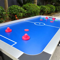 Table de hockey sur air de 8 pieds pour salle de jeux à domicile avec marqueur électronique, pieds réglables, surface ignifuge, certifiée CE, ventilateur