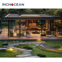 RICHOCEAN Serre de jardin d'hiver préfabriquée en aluminium à toit plat sur mesure, véranda à double vitrage