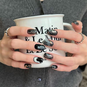 Etiqueta Privada personalizada <span class=keywords><strong>de</strong></span> larga duración, OEm ODM, patrón <span class=keywords><strong>de</strong></span> <span class=keywords><strong>vaca</strong></span> transparente corto cuadrado, prensa <span class=keywords><strong>de</strong></span> lujo en puntas <span class=keywords><strong>de</strong></span> <span class=keywords><strong>uñas</strong></span> postizas, nuevo diseño - Product Image 6