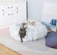 Tunnel multifonctionnel pour chat avec lit pour chat Tunnel pliable en peluche pour chat avec tube de coussin