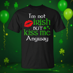 T-shirt pour la Saint-Patrick 'Je ne suis pas irlandais mais embrasse-moi quand même' - Idée cadeau promotionnel amusante - Product Image 3