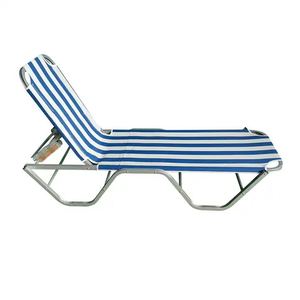 Chaises longues de plage et de piscine en métal à rayures bleues en gros - Product Image 1