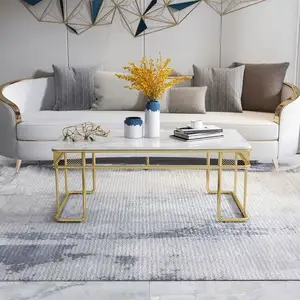 आधुनिक फर्नीचर कस्टम शैली स्पष्ट पक्ष पैकिंग कमरे में रहने वाले अशुद्ध संगमरमर सोने पैर पटिया तालिका के शीर्ष पर कॉफी टेबल सेट