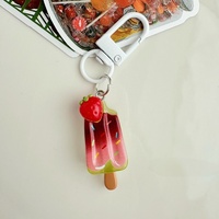 Porte-clés en résine en forme de sucette glacée au citron, de fruit simulé, de bâtonnet glacé à la fraise, de dessert, mini pendentif alimentaire, décoration de sac, cadeau
