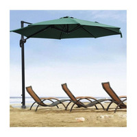 Parasol élégant et moderne haut de gamme en aluminium avec poteau latéral, robuste, revêtement polyester PA, base en marbre de 65 kg pour hôtel