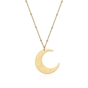 Fashion Women's Gold Plated Link Chain Stainless Steel Moon Pendant <b>Choker</b> Necklace for Wedding Party Anniversary - Product Image 2