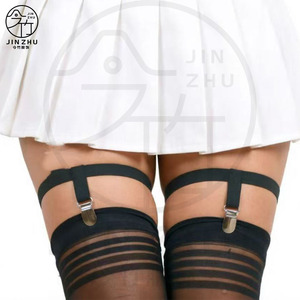 Ceinture <span class=keywords><strong>porte</strong></span>-jarretelles sexy en dentelle noire amincissante avec clips pour bas, réglable et antidérapante pour femme. - Product Image 1