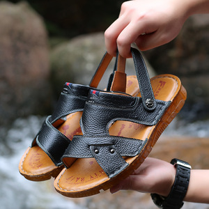 Sandalias de Verano para Hombre de Cuero Genuino con Tiras Cruzadas, Punta Abierta, Antideslizantes, Transpirables, Casuales, para la Playa - Product Image 3