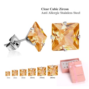 Boucles d'oreilles carrées de haute qualité, prix d'usine 2021, pour femmes, bijoux, cadeau, fête, cristal coloré, vente chaude - Product Image 5