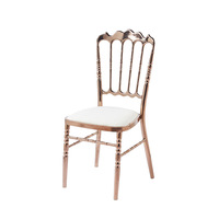 Chaise de banquet en métal pour hôtels et restaurants, style bambou, style Napoléon, blanc et or, pour extérieur, mariage, sans accoudoirs