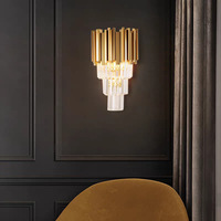Applique Murale LED en Cristal Postmoderne, Luminaire Mural de Luxe pour Salon, Fond de Télévision, Chambre, Hôtel, Luminaire Mural Doré
