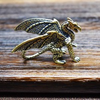 Maison Feng Shui Décoration Rétro En Laiton Massif Ptérosaure Dragon Petite Statue Ornement De Bureau Figurines De Bête Mythique Chinoise