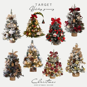 Mini <span class=keywords><strong>sapin</strong></span> de Noël de luxe pour table avec lumières LED, petite décoration de Noël artificielle pour bureau, en PET, en stock - Product Image 1