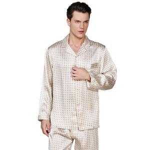 High Quality Breathable Knitted Digital Print Long Pants <b>Pajamas</b> <b>Silk</b> Sleepwear <b>Men</b> Nightwear Luxury - Product Image 1