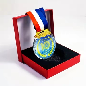 Troféu De Cristal Personalizado Gravação A Laser Medalha De Esportes Prêmio De Vidro Com Fita Medalha De Bronze De Prata De Ouro Para Eventos Esportivos - Product Image 5