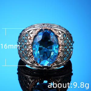 Anello da Cocktail F577 per Donna con Zirconia Cubica Ovale Creato in Laboratorio, Montatura a Griffe, Anelli alla Moda per Feste - Product Image 5