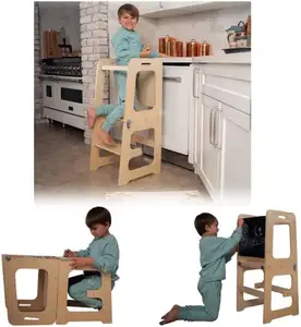 Pliable montessori enfant en bas âge aide de cuisine enfants escabeau en bois enfants apprenant tour debout