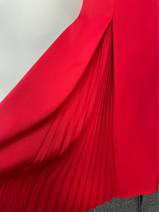 Summer New Small Design Straight <strong>Red</strong> Celebrity Pleated Square Collar Elegant Grand Dress - Product Image 3