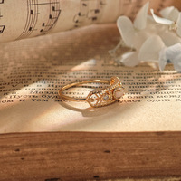 Emotional Factory Bague en argent sterling 925 plaqué or 14 carats avec pierres précieuses rétro opale creuse pour femmes