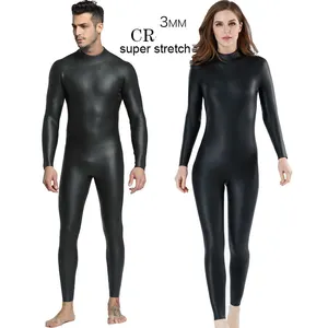 Stock Mens 3mm Super Stretch CR Smooth Skin Neoprene Warm Fleece Lining One-Piece Swim Surf Suit Deep Diving Wetsuit