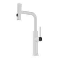 Robinet de cuisine télescopique et rotatif, avec jet cascade anti-éclaboussures, eau chaude et froide, en alliage de zinc et cartouche céramique