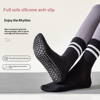 Chaussettes de yoga antidérapantes à semelle en silicone pour femmes, mi-mollet, pour intérieur, quatre saisons, fitness, danse, Pilates, professionnelles, antibactériennes