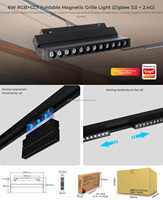 MG5-06F-ZL 6W RGB + CCT Pliable Magnétique Grille Lumière Support App 2.4G Contrôle 48V RGB LED Piste Éclairage Piste Lumière