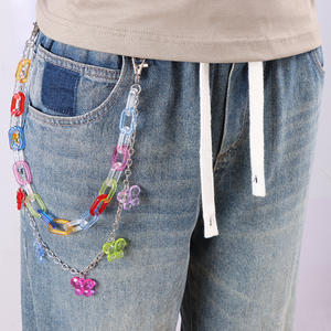 Chaîne de pantalon papillon en acrylique double couche, couleur bonbon, en résine, pour jupe en jean, usage quotidien - Product Image 2