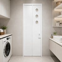 Porte pliante moderne pour intérieur, cadre en aluminium, pour salle de bain, entrée avec verre nervuré, sur mesure pour projets hôteliers