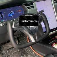 Volant sport en cuir personnalisé YOKE pour Tesla Model X/S, modèle à branchement arrière, chauffant, caractéristiques latérales en carbone