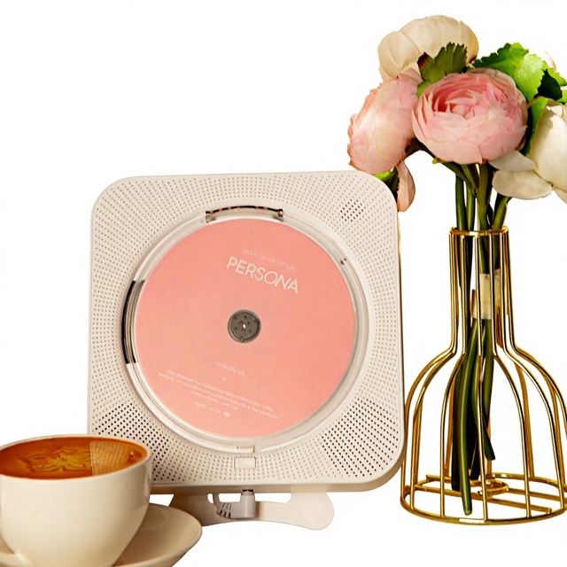 Custom Ins Retro Listening Album CD Player Black Glue Wall-Mounted Portable RCA Connector for Remote Control 12W Display Home
