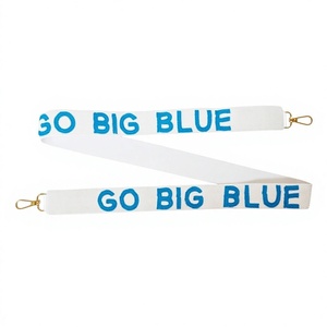 Cordón para el Cuello con Cuentas de Vidrio Blancas, Cierres Metálicos, Texto Bordado 'Go Big Blue', Accesorio Deportivo Ecológico, Artesanía Ziyan - Product Image 1