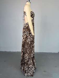 HK72219 Abiti Estivi Donna di Tendenza, <span class=keywords><strong>Vestito</strong></span> Lungo Maxi Plissettato con Stampa Leopardata, Spalline Sottili e Schiena Scoperta - Product Image 5