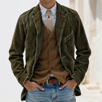 Veste en velours côtelé vintage à poches, style streetwear décontracté, col rabattu, boutonnée, pour l'automne, coupe oversize