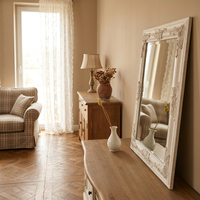 Miroir sur pied personnalisé de style baroque français, grand miroir de maquillage vintage avec cadre en bois pour la décoration intérieure