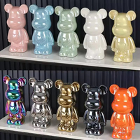 Figurine d'ours en résine au design populaire, tirelire artistique peinte à la main, décoration d'intérieur, cadeau