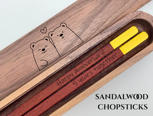 Juego de Palillos Grabados en Caja, <span class=keywords><strong>Regalo</strong></span> de <span class=keywords><strong>5</strong></span>.º <span class=keywords><strong>Aniversario</strong></span> para Él o Ella, <span class=keywords><strong>Regalo</strong></span> de Madera Personalizado para Pareja, Recuerdos Personalizados - Product Image 3