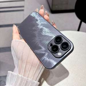 Coque de téléphone électroplaquée à motif plumes colorées, très vendue, résistante aux chutes pour iPhone 17 16 15 14 13 12 11 Pro Max - Product Image 4