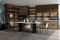 Armoire à vin ARET en mélamine sur mesure avec éclairage LED, écologique et grande capacité, meuble moderne pour salon