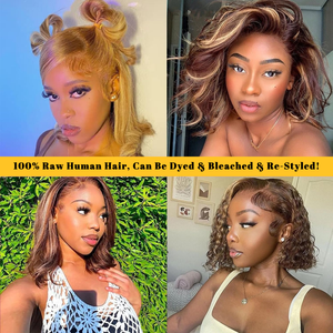 US Stock #4/27 Honey Blonde Ombre 4 años de longevidad 10 "12" Top Raw Bob peluca con 5x5 HD encaje frontal sin pegamento para mujeres negras - Product Image 5