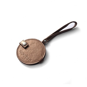 Hot Sell Vintage Brown <b>Small</b> <b>Round</b> Debossed PU Leather Cosmetic <b>Mirror</b> with Tassel - Product Image 5