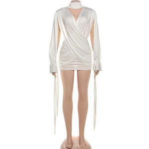<span class=keywords><strong>Vestiti</strong></span> all'ingrosso delle donne di moda Usa taglie bianche eleganti del Club del partito della sera vestito bianco - Product Image 5