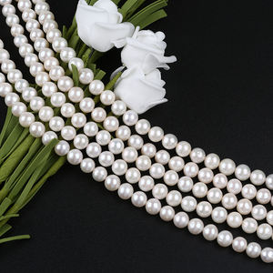 פנינים טבעיות הסיטונאיות 7-8 מ "מ לבן בקרשים פנינים עגולות - Product Image 4