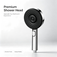 Pommeau de Douche Portable à Injection d'Air Haute Pression Filtrée, Chromé, 3 Modes, Bouton Unique, Auto-Nettoyant pour Salle de Bain, Maison, Hôtel