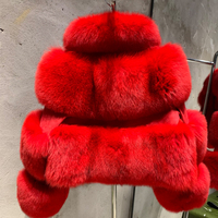 Manteau en fourrure de renard à col montant et manches longues, veste courte en vraie fourrure de renard, manteau en fourrure moelleuse pour femme
