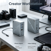 Station d'accueil USB-C 13-en-1 en alliage d'aluminium, triple écran 4K60Hz DP, Ethernet RJ45 2.5G, lecteur de carte SD, USB3.2 10Gbps, charge PD