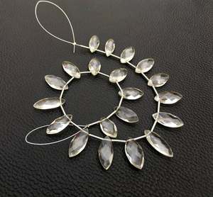 20 ชิ้น คริสตัลควอตซ์ธรรมชาติ เกรด AAA รูปทรงมาร์คีส์เหลี่ยมเพชรพลอย สีขาวระยิบระยับ สำหรับทำเครื่องประดับ DIY - Product Image 3