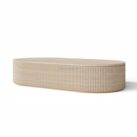 Ensembles de meubles de salon de style italien FERLY table basse de luxe moderne en travertin de pierre d'ellipse