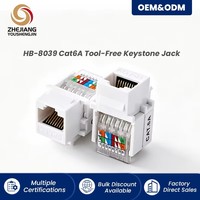 Module de prise Ethernet RJ45 Keystone 90 degrés Cat5e Cat6 à terminaison sans outil pour panneau mural